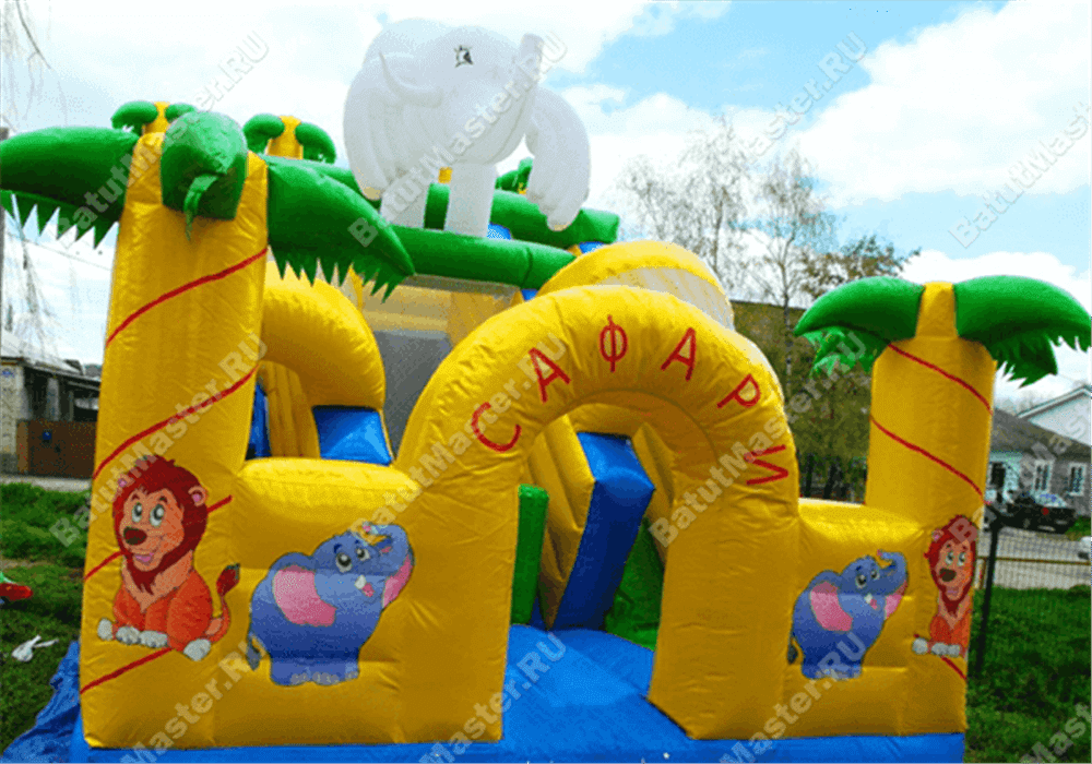 Детский надувной батут-горка "Задорный слонёнок"