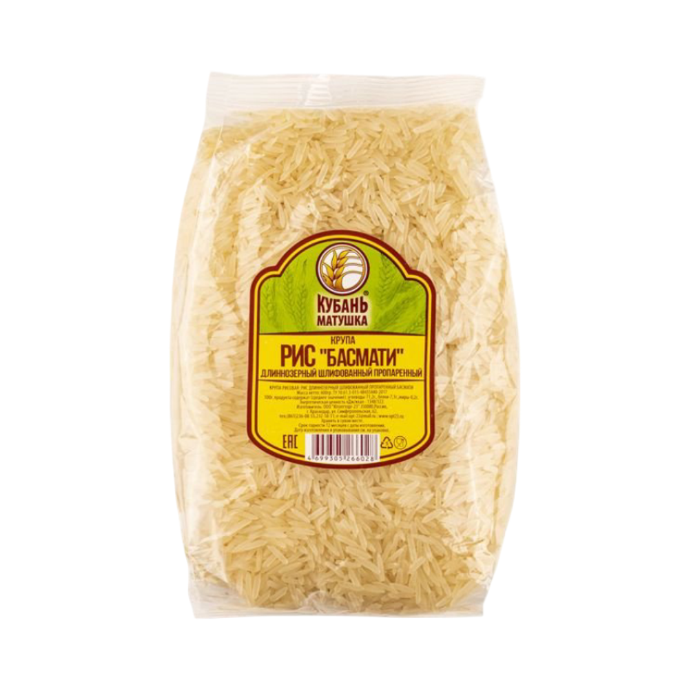 Рис "Кубань Матушка" Длин. Пропарен. 600г