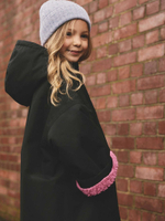 Плащ водонепроницаемый с флисовой подкладкой для девочки Next B65-306, Черный, Розовый