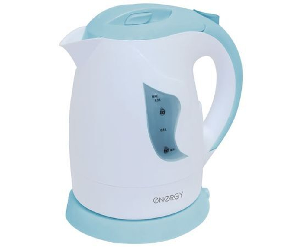 Чайник электр. Energy E-209 Бело-голубой (диск, 1л) 0,9кВт, термопластик