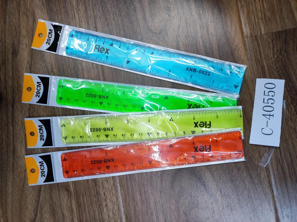 Линейка гибкая 20см инд.пакет 4 цвета микс