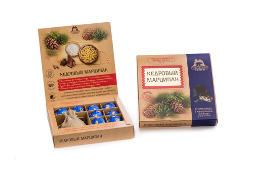 Кедровый марципан с ЧЕРНИКОЙ и травяным чаем / коробка / 120 гр / ТМ Территория Тайги