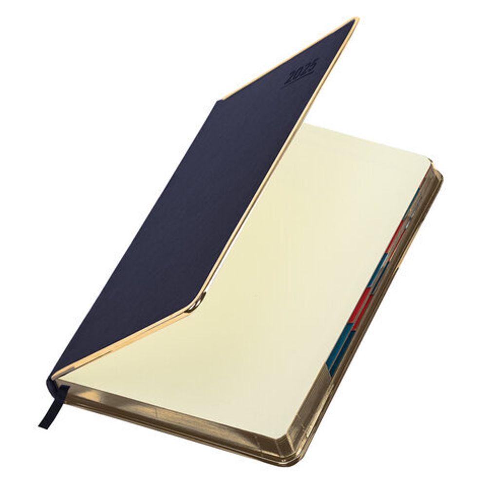 Ежедневник датированный 2025 А5 148х218 мм GALANT "Infinity Gold", под кожу, темно-синий, 115729