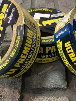 Скотч малярный (лента) на японской рисовой бумаге, Blue Dolphin WASHI (Блю Долфин), Желтый, 25мм *50м