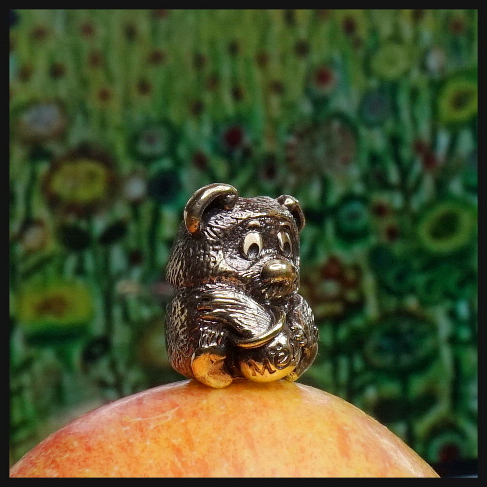 Темлячная бусина "Мишка" для ножей , латунь