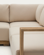 Угловой 5-местный диван Ambra из массива акации со светлой отделкой 248 см