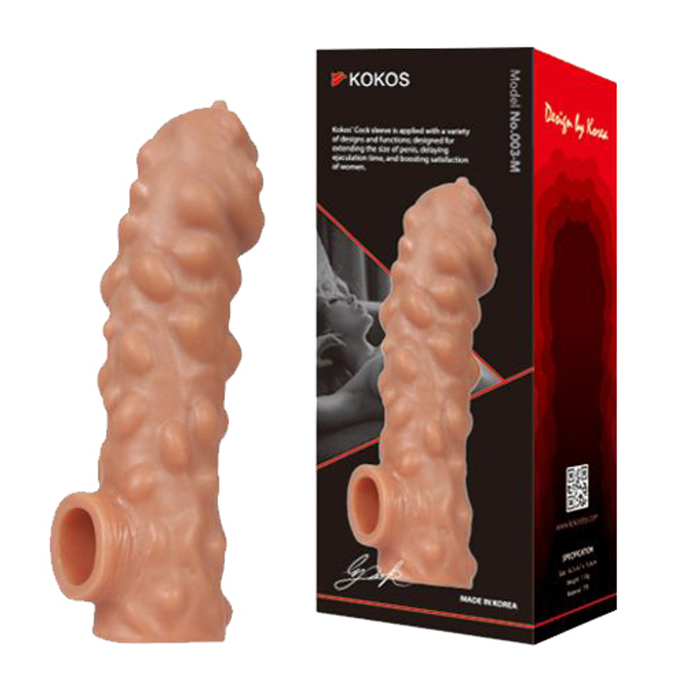 Насадка на фаллос 17,6см с крупными бугорками Kokos Cock Sleeve 003 Size L