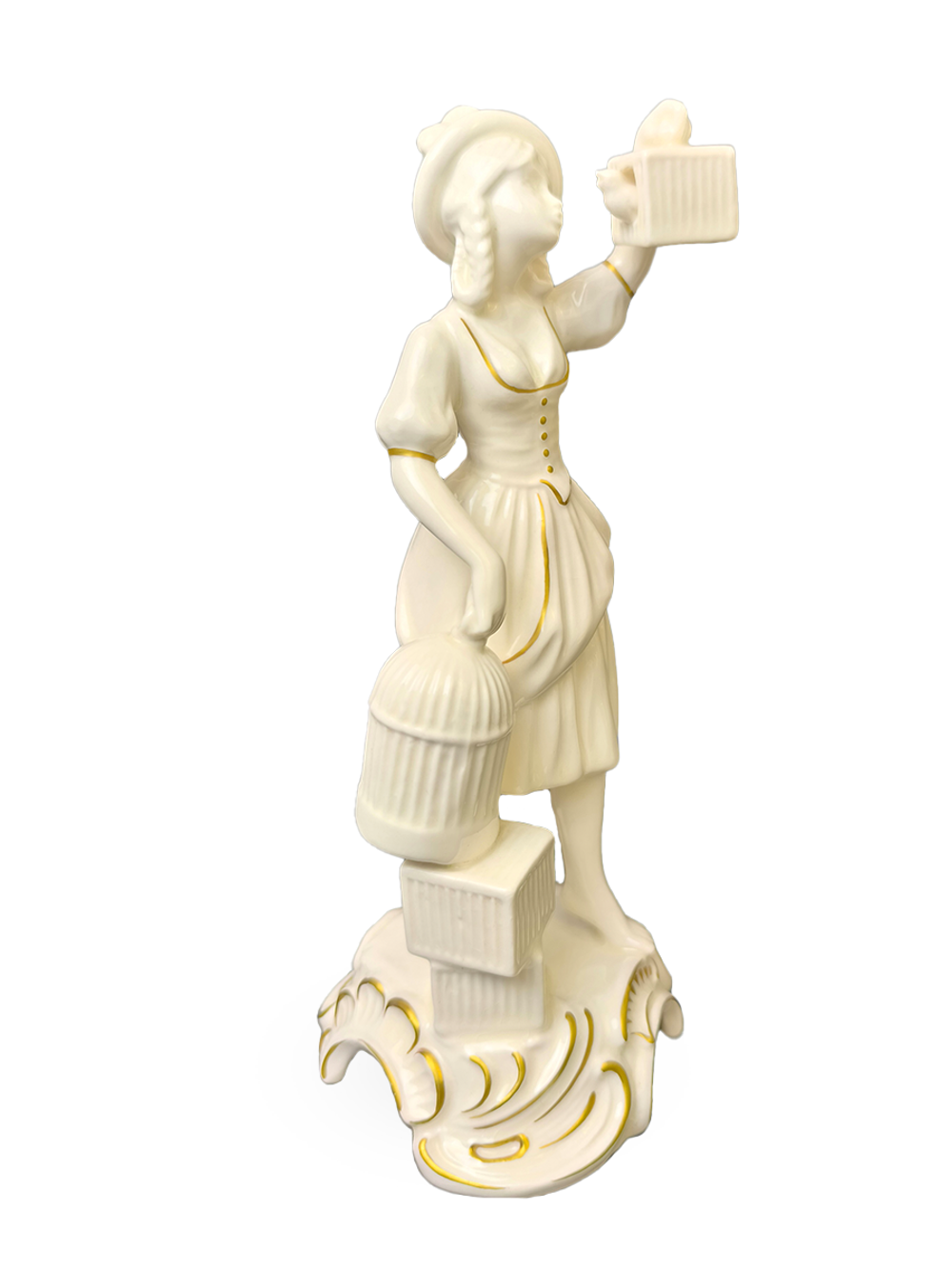 Статуэтка винтажная "Девушка с птичьими клетками" Goebel