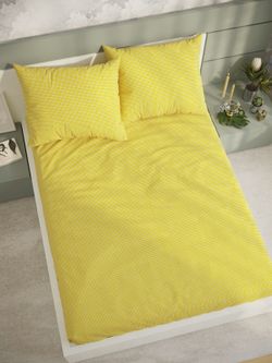 Постельное белье перкаль Сказка "Желтая клеточка" 2-спальное Наволочка 50х70 см 2 шт Простынь на резинке 160x200 см Пододеяльник 175x215 см