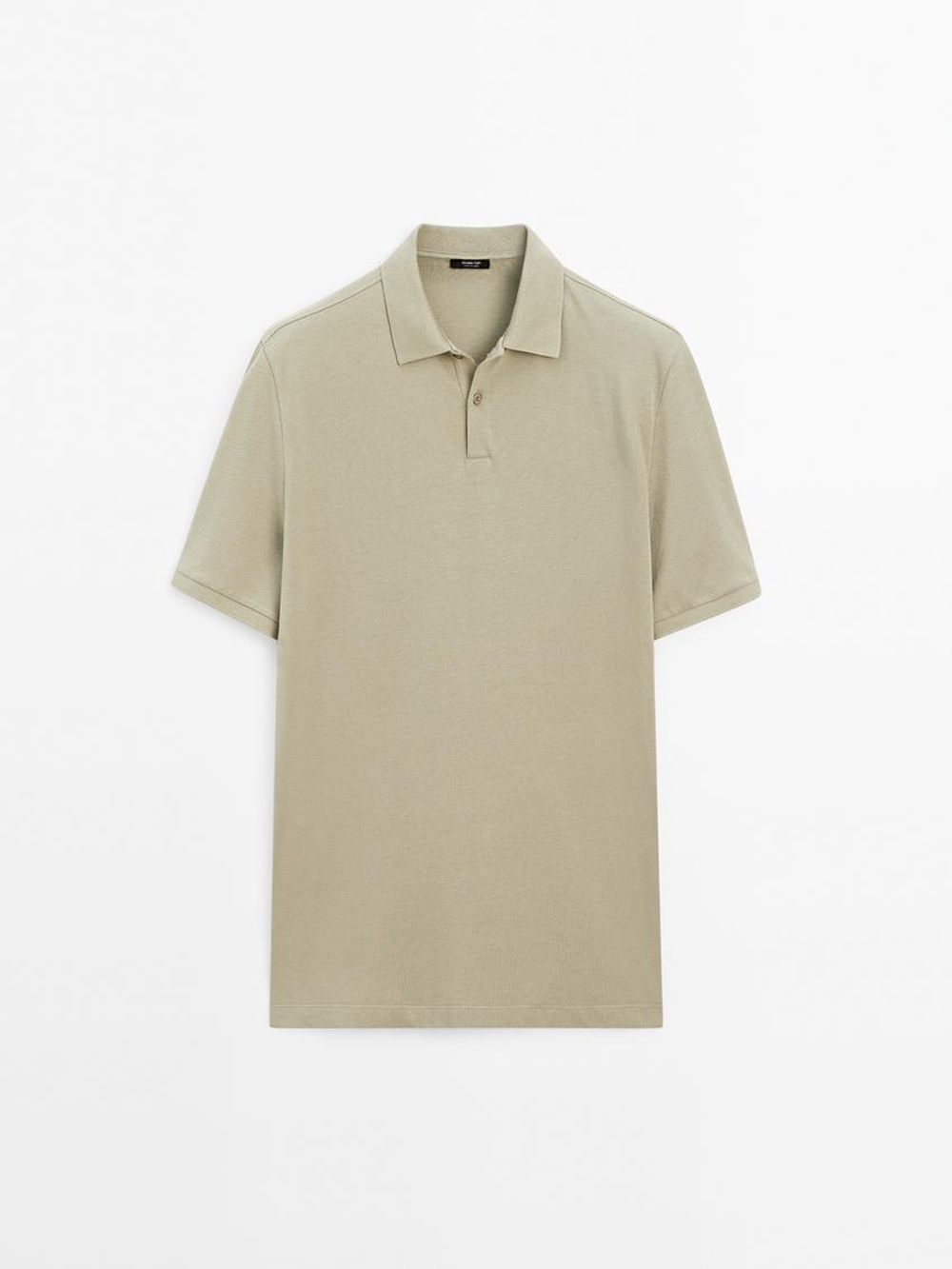 Massimo Dutti Футболка-поло из хлопка, светлый хаки