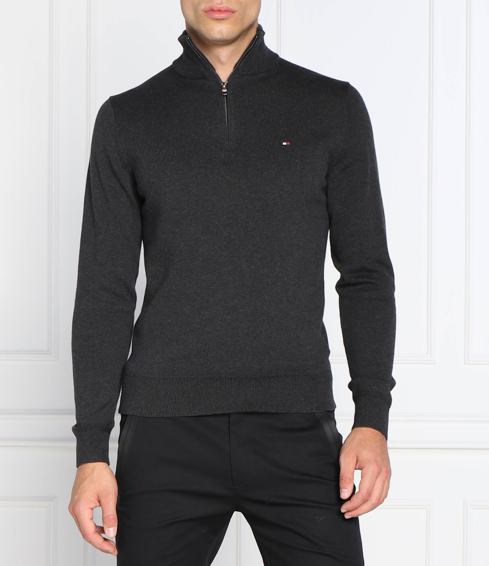 свитер zip mock Tommy Hilfiger - графитовый(MW0MW28049)