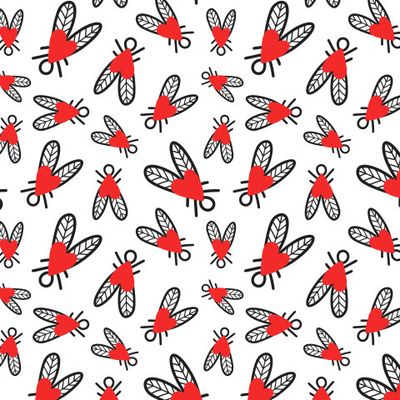 Мухи. Паттерн с насекомыми