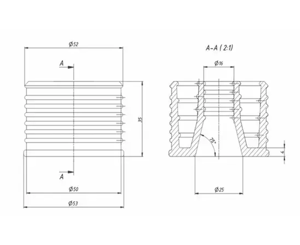 Манжет для канализационной трубы R-50х16мм