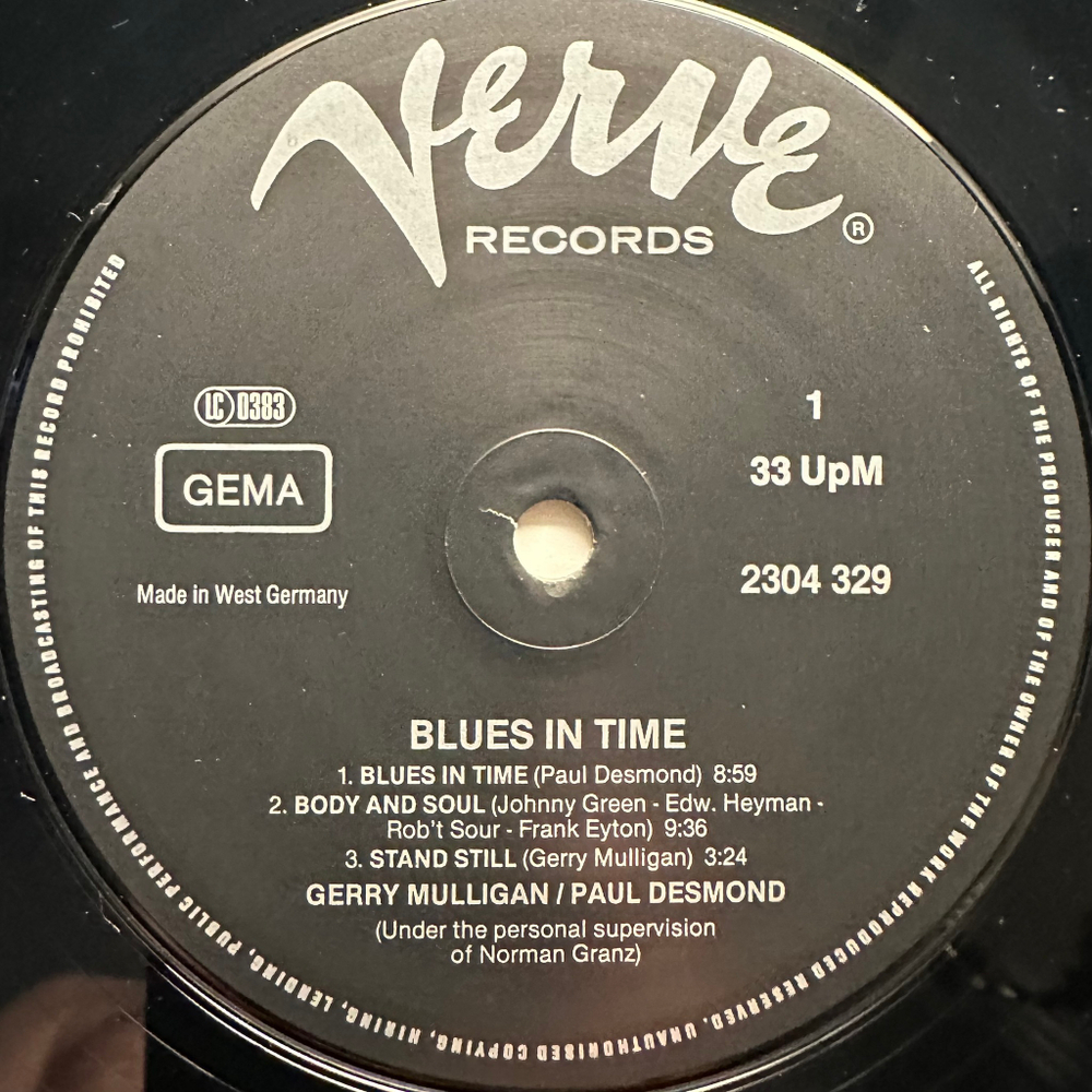 Gerry Mulligan, Paul Desmond ‎– Blues In Time (Германия 1982г.)