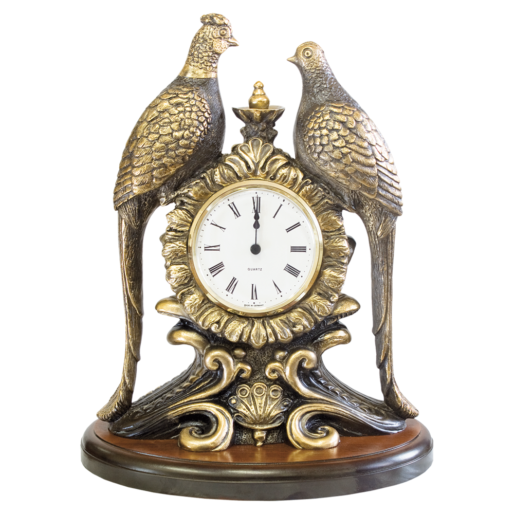 Часы настольные Павлины Бронза