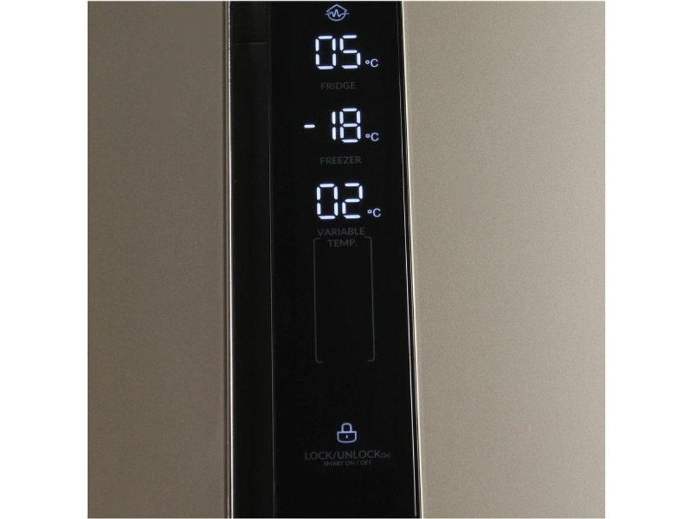 Холодильник трехкамерный Hyundai CS5073FV Total No Frost, Side by Side, инверторный шампань