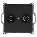 Розетка TV+FM Φ9.5mm проходная с накладкой, цвет Антрацит