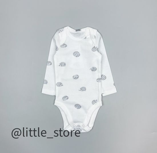 Боди хлопковое "Ежики" голубые ежики на сахаре