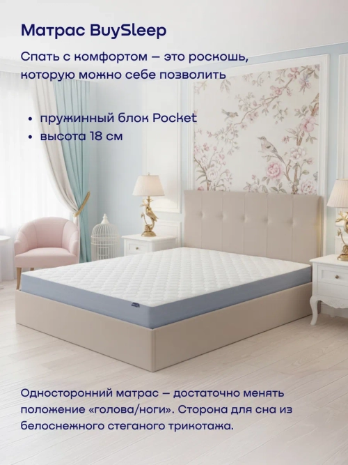 Матрас BuySleep, 18 см, средняя жесткость, независимые пружины