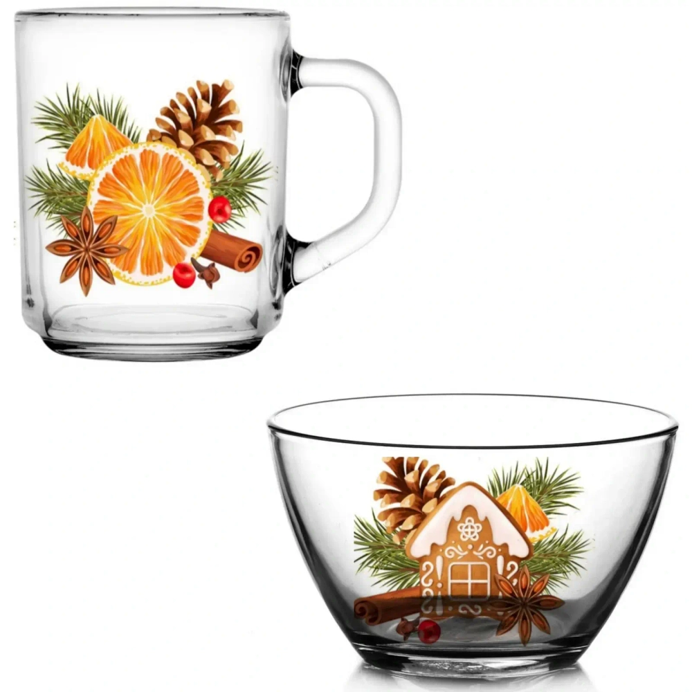 Набор посуды салатник 450мл +кружка 200мл «Со вкусом праздника» 5 видов vip