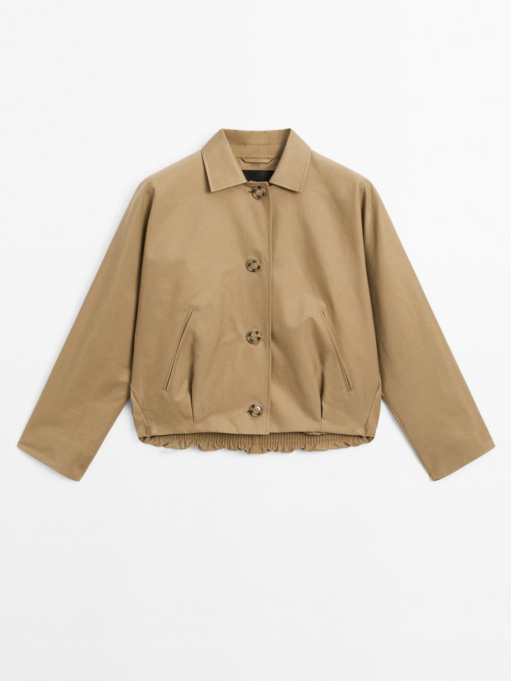 Massimo Dutti Куртка оверсайз из смесового хлопка, цвет верблюжьей шерсти