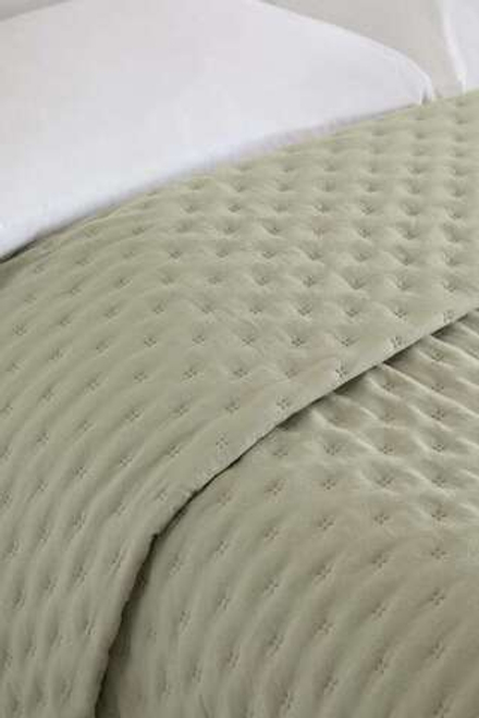 ZARA HOME СТЕГАНОЕ ОДЕЯЛО В ГОРОШЕК, МЯГКИЙ ЗЕЛЁНЫЙ