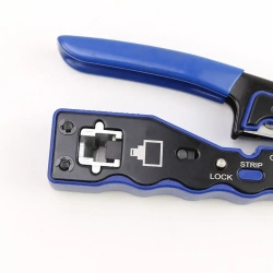 Кримпер rj45 для обжима витой пары, сквозной, многофункциональный, синий