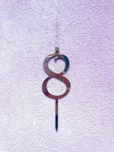 Топпер-свеча Цифра 8, серебро