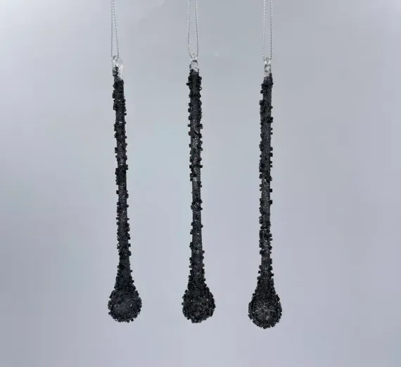 Набор сосулек Горный хрусталь 18 см., 6 шт., черный, стекло, Christmas DeLuxe (88717)