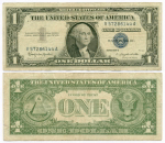 Банкнота США 1 доллар (серебряный сертификат) 1957B V 57286144 A. F-VF