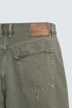 ZARA ДЖИНСОВЫЕ ШОРТЫ REGULAR FIT, ЗЕЛЕНЫЙ/СЕРЫЙ