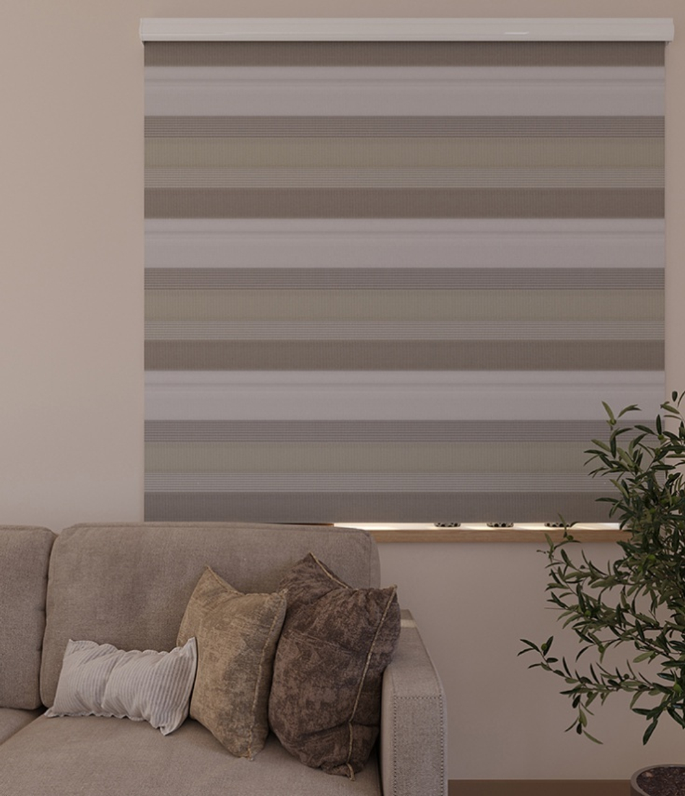Рулонные шторы День-Ночь Бежево-коричневый