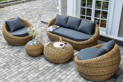 "Барселона" лаунж-зона из искусственного ротанга, цвет соломенный