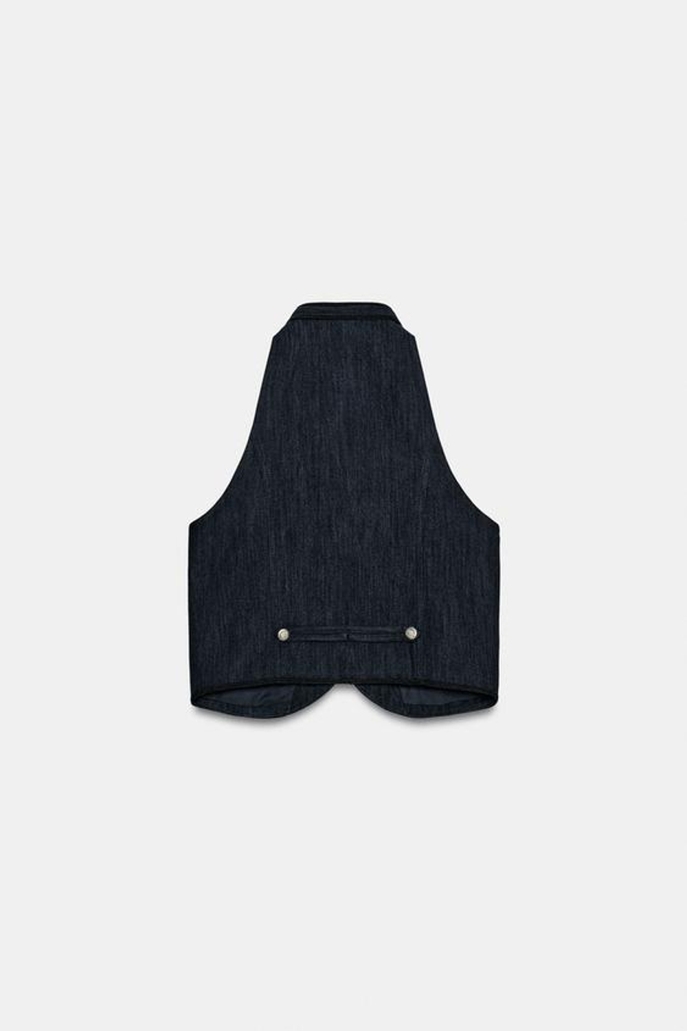 ZARA ЖИЛЕТ ХАЛТЕР С КОНТРАСТНОЙ ОТДЕЛКОЙ, ИНДИГО
