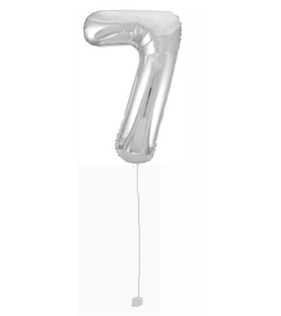 Шар-цифра 7 Серебро Silver 102 см фольга с гелием на грузике