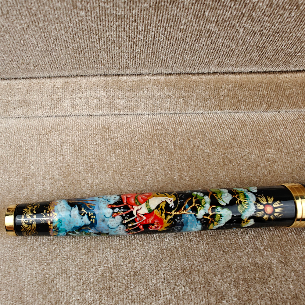 Ручка с ручной росписью Палех "Сказочная тройка" в футляре