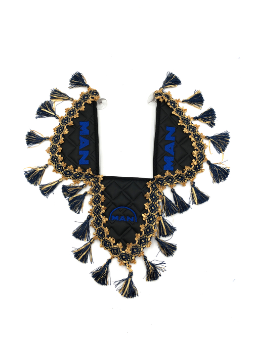 Вымпел тройной MAN (экокожа, черный с синими кисточками)