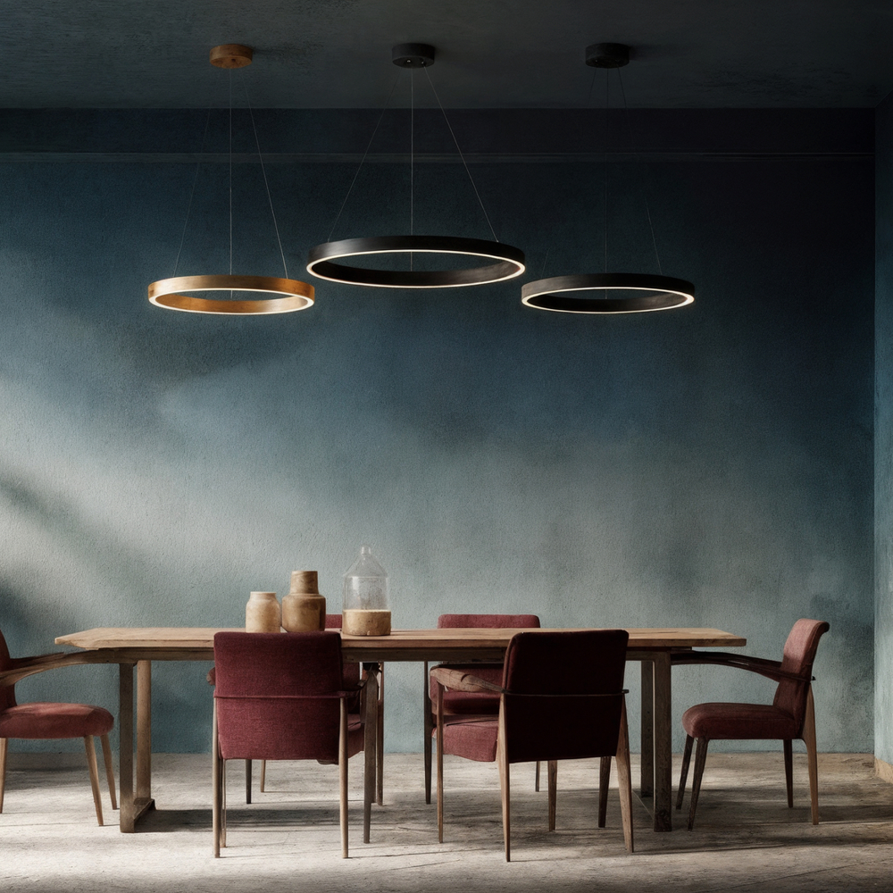 Светильник подвесной RAYDIA, 40 Вт, 3000–4000К, ?600?1500 мм, металл+акрил, черный, свет вверх/вниз