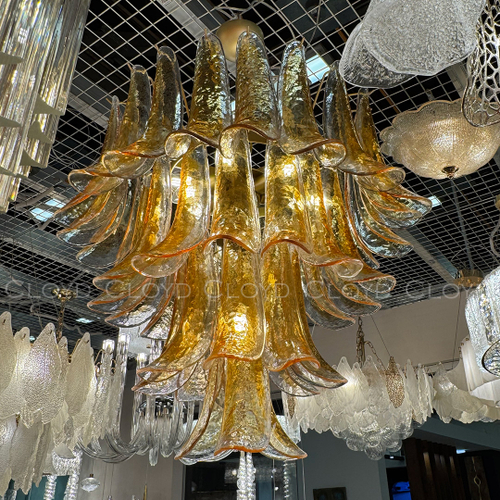 Люстра Cloyd AZORES-C C10 / Ø65 см - латунь светл. - янтарное стекло (арт.11653)