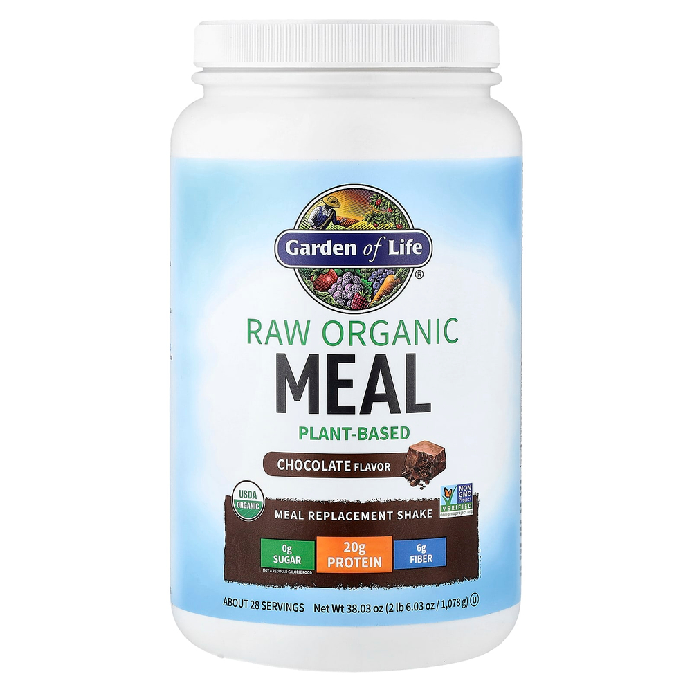 Garden of Life, RAW органический коктейль для замены приема пищи, со вкусом шоколада, 1078 г (38,03 унции)