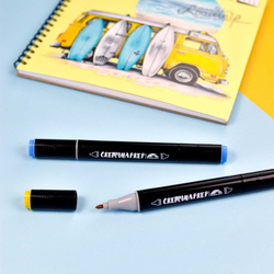 Набор скетчмаркеров двусторонних арт. 56636 / 2 ЕХИДНА (12 цв., размер бокса: 8х16,5х6,4 см, оттенки серого цвета, цвет корпуса: чёрный, материал: полипропилен, фетр (полиэстер), состав чернил: на спиртовой основе, толщина наконечников: "долото" - 6,