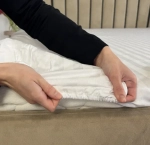 Простыня на резинке 200*160*25 WHITE LINE, сатин