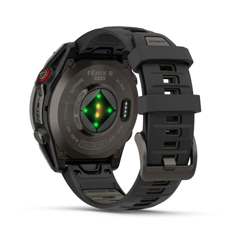 Умные часы Garmin Fenix 8 Pro 47mm, Amoled/Sapphire, Carbon Grey DLC Titanium with Black/Pebble Gray silicon Band (010-03198-01)