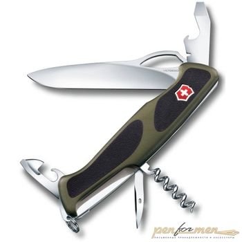 Нож перочинный Victorinox RangerGrip 61 130мм 11 функций чёрно-зеленый (0.9553.MC4)