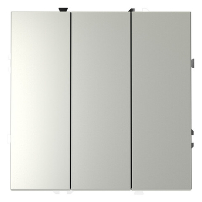 Выключатель встраиваемый VOLTUM S70 трехклавишный 10А, (сталь)