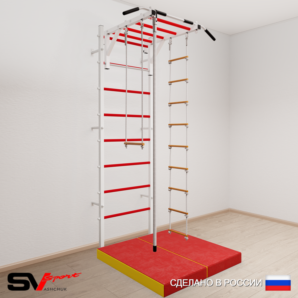 Шведская стенка Sv Sport усиленная 6364 (Турник рукоход/Канат/Лестница/Трапеция/Мат 1м)