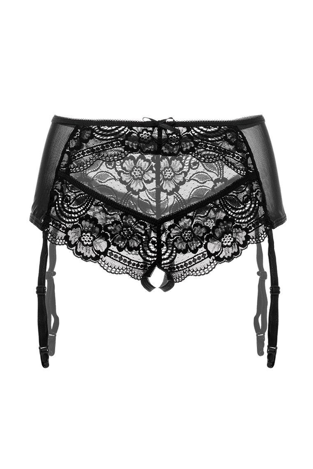 Трусики-пояс из эластичного кружева с пажами для чулок Sheila (Размер: 46-48) (Цвет: черный)