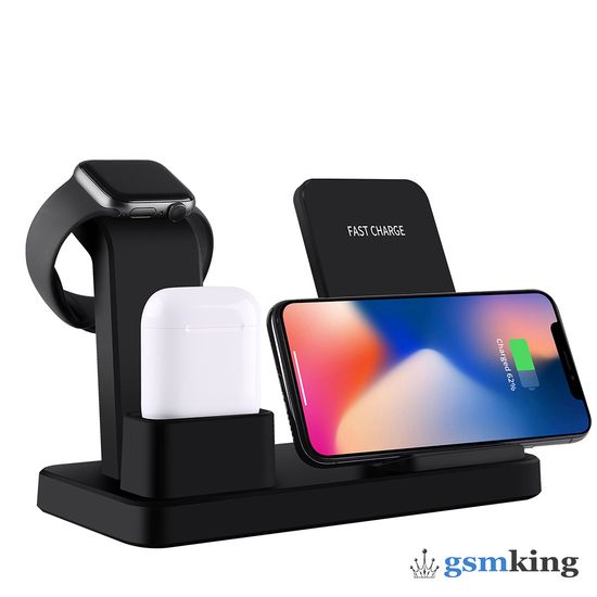 iSA Wiriless Charger Stand 3-in-1 Black