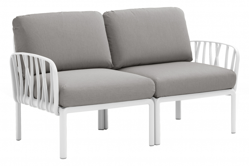 Диван пластиковый с подушками Nardi Komodo 2, белый, серый