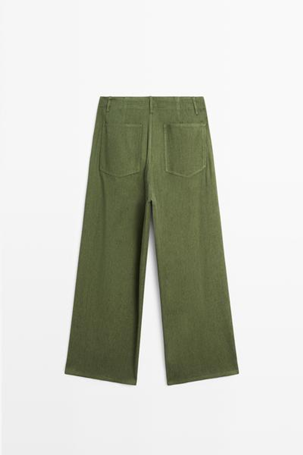 Massimo Dutti Прямые брюки из смесовой льняной ткани, зеленый